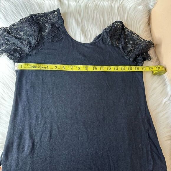 A Pea In The Pod Maternity Black Short Lace Sleeve Linen Blouse Size Small - Picture 8 of 9